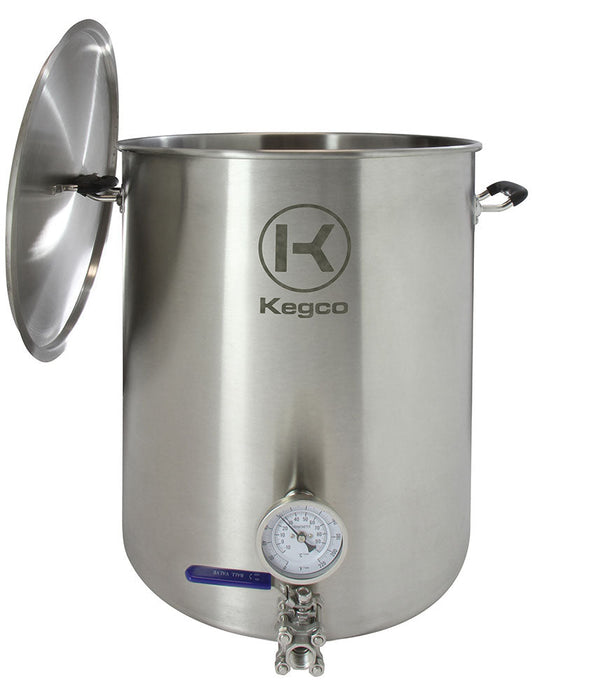 Brew Kettle - 15 Gallon - Thermometer & 3-Piece Ball Valve