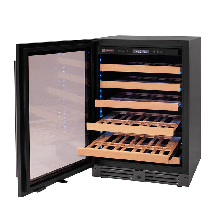 Reserva Series 50 Bottle 34" Tall Single Zone Left Hinge Black Glass Wine Cooler Refrigerator