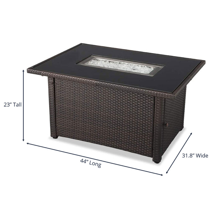 Endless Summer 40,000 BTU Rectangular LP Gas Outdoor Fire Pit Table, Brown/Black