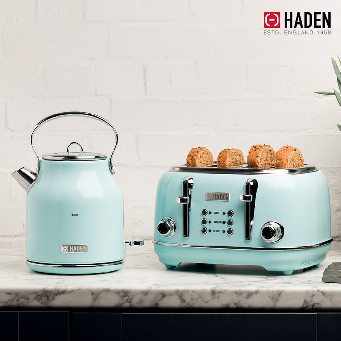 Haden Stainless Steel Retro Toaster & 1.7 Liter Stainless Steel Electric Kettle