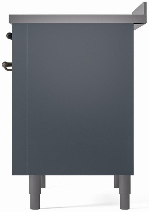 ILVE Nostalgie II 36" Induction Range with Element Stove and Electric Oven in Blue Grey with Bronze Trim, UPI366NMPBGB