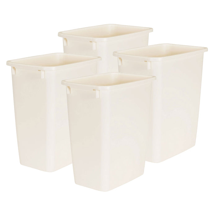 Rubbermaid 21 Quart Rectangular Kitchen Wastebasket Trash Can, Bisque (4 Pack)