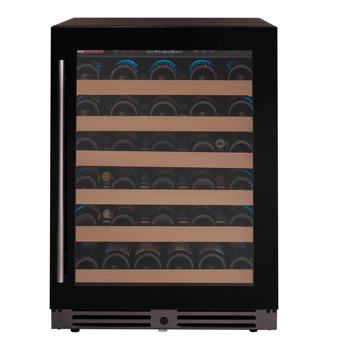 Reserva Series 50 Bottle Single Zone Built-in Luxury Wine Refrigerator with Black Glass Door - Right Hinge