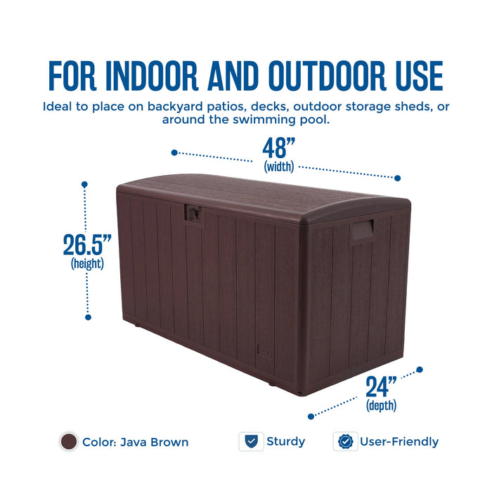 Plastic Development Group 105-Gallon Resin Outdoor Storage Deck Box, Java Brown