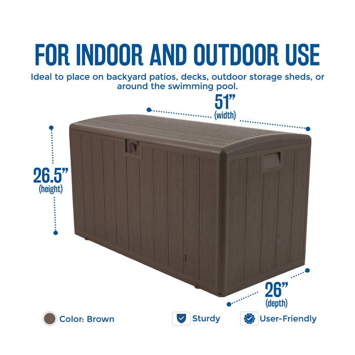 Plastic Development Group 130-Gallon Resin Outdoor Patio Storage Deck Box, Brown