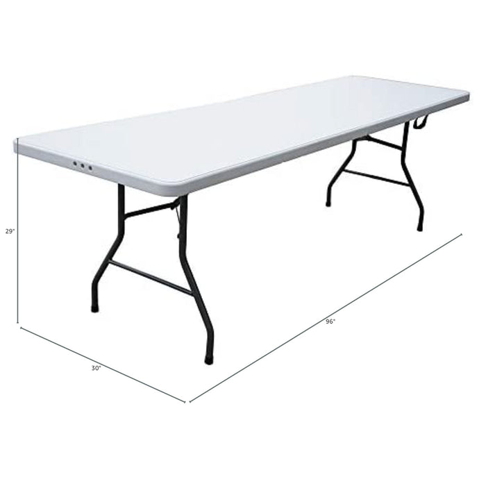 Plastic Development Group 816 Fold In Half 8 Foot Folding Banquet Table, White