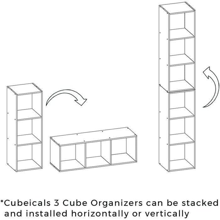 Closetmaid Stackable 3 Cube Shelving Unit Storage Organizer Cubeical, White