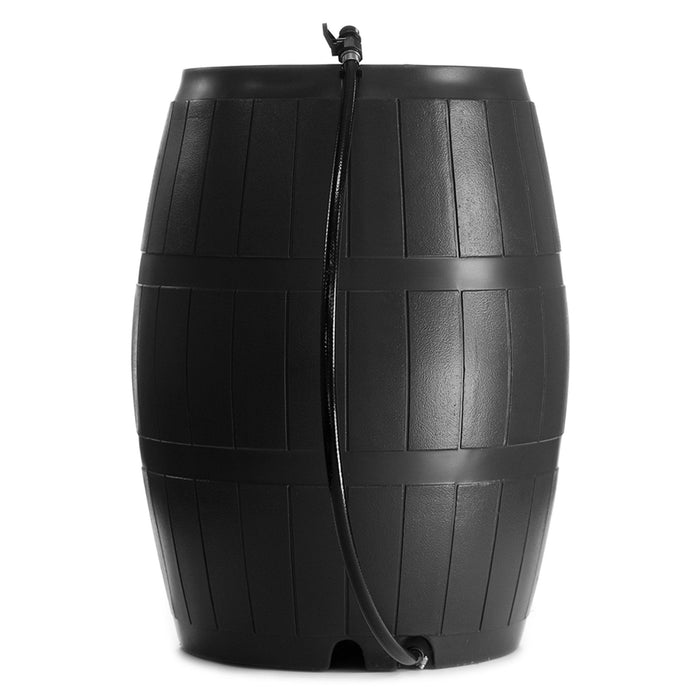 FCMP Outdoor RC4000-BLK 50-Gallon BPA Free Home Rain Water Catcher Barrel, Black