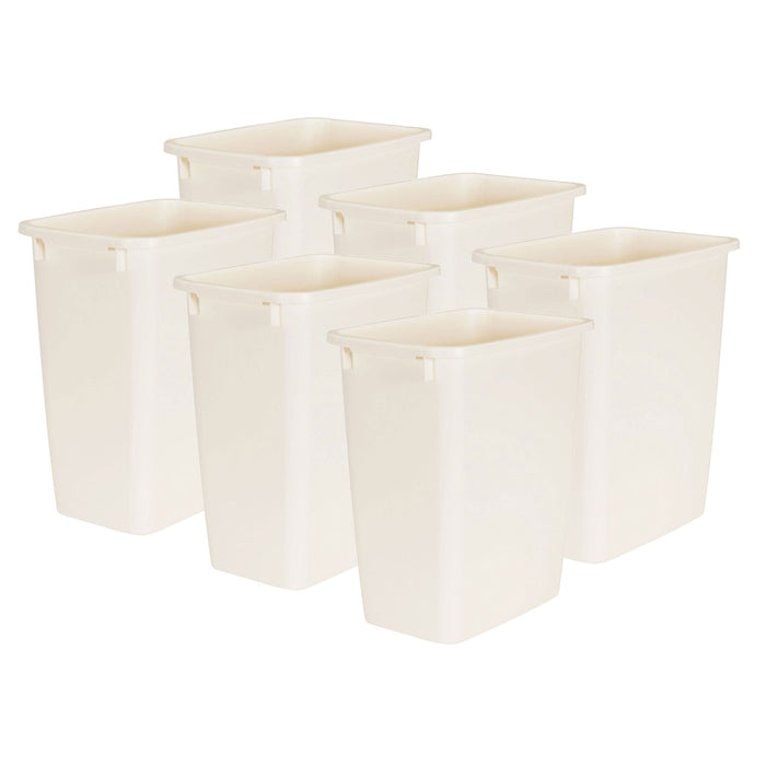 Rubbermaid 21 Quart Rectangular Kitchen Wastebasket Trash Can, Bisque (6 Pack)