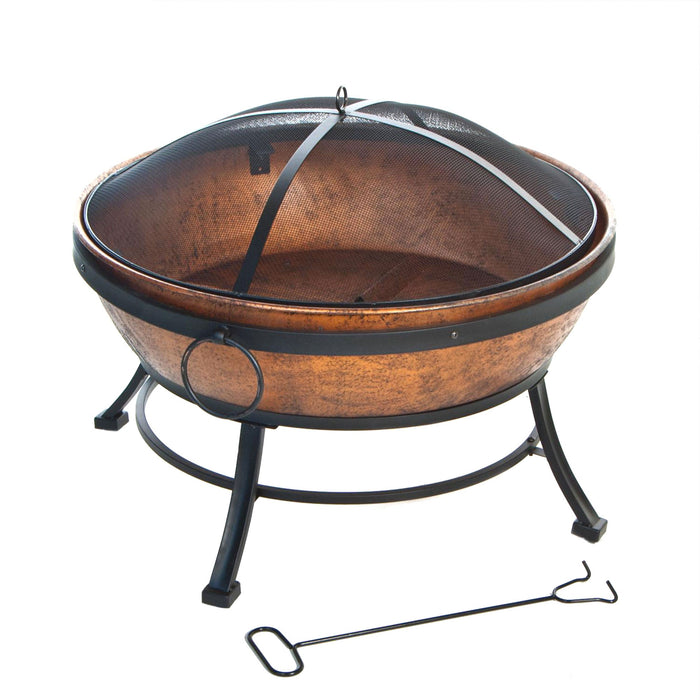 DeckMate 30371 Avondale Outdoor Patio Portable Steel Fire Bowl Fire Pit, Copper