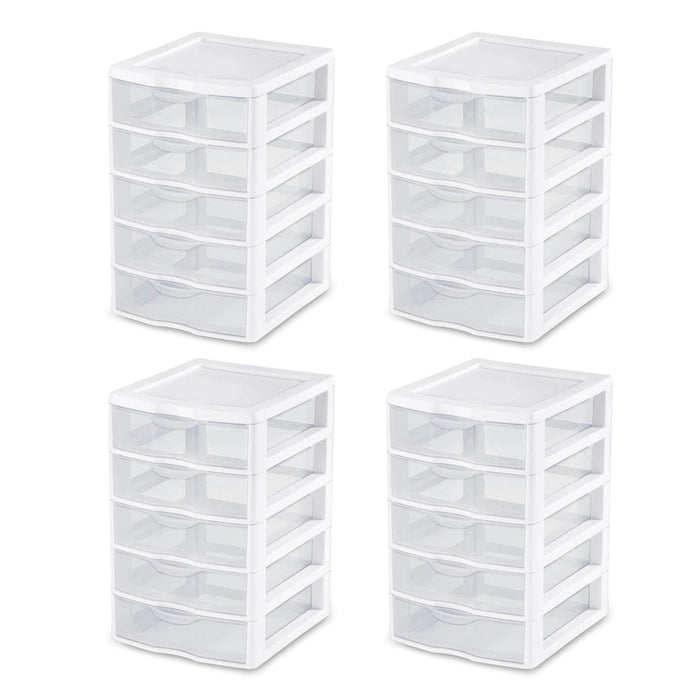 Sterilite 5 Drawer Desk Storage Bin, 4 Pack & 3 Drawer Desk Storage Bin, 4 Pack