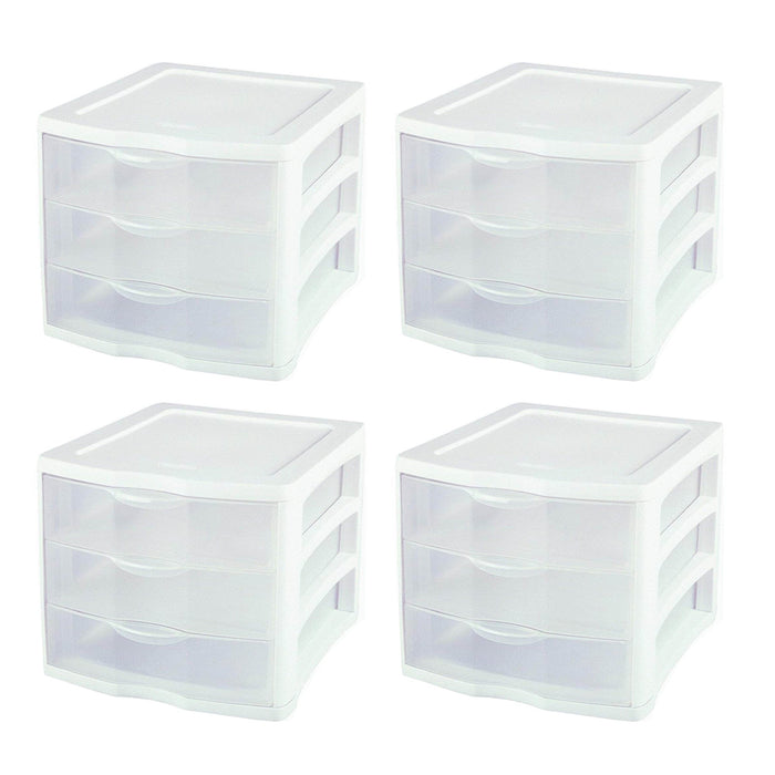 Sterilite 5 Drawer Desk Storage Bin, 4 Pack & 3 Drawer Desk Storage Bin, 4 Pack