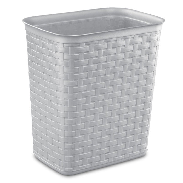 Sterilite 3.4 Gallon/13 Liter Decorative Weave Wastebasket, Cement (6 Pack)