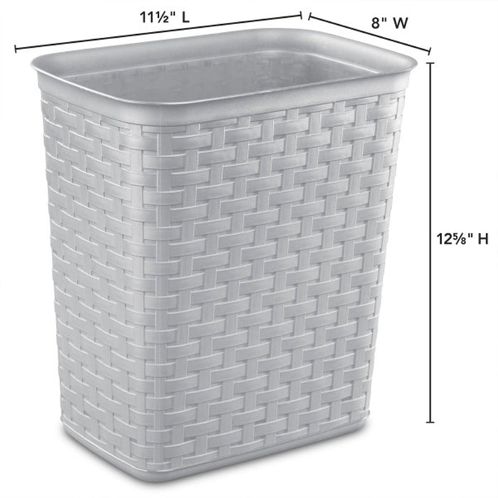 Sterilite 3.4 Gallon/13 Liter Decorative Weave Wastebasket, Cement (6 Pack)