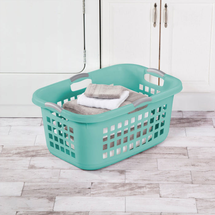 Sterilite Ultra 2 Bushel Plastic Stackable Clothes Laundry Basket, Aqua (6 Pack)