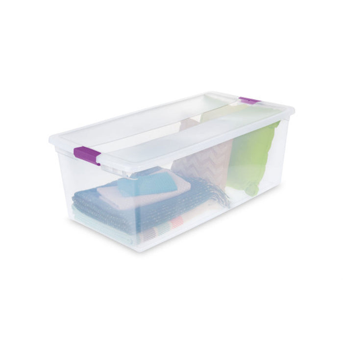 Sterilite 110 Qt ClearView Latch Storage Box, Stackable Bin w/ Latch Lid, 4-Pack