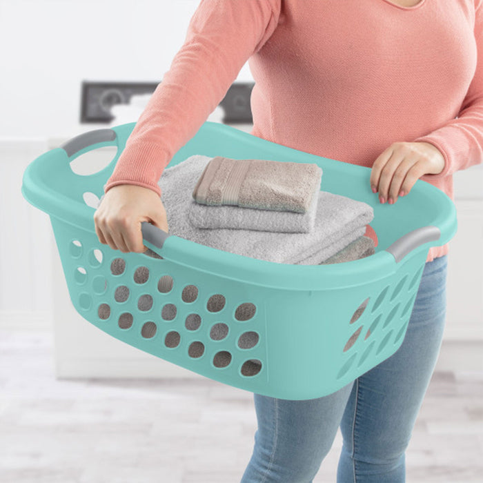 Sterilite 6 Pack Laundry Basket, Plastic Clothes Hamper, Ultra HipHold, Aqua