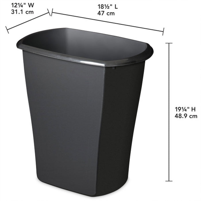 Sterilite 10539006 10 Gallon Ultra Plastic Wastebasket Trash Can, Black (6 Pack)