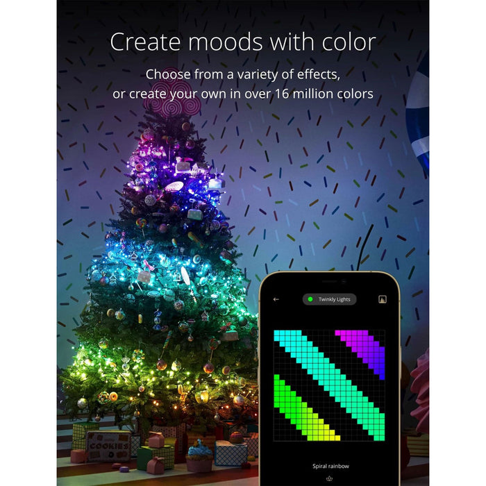 Twinkly Strings App-Controlled Smart LED Christmas Lights 400 Multicolor 105-Ft