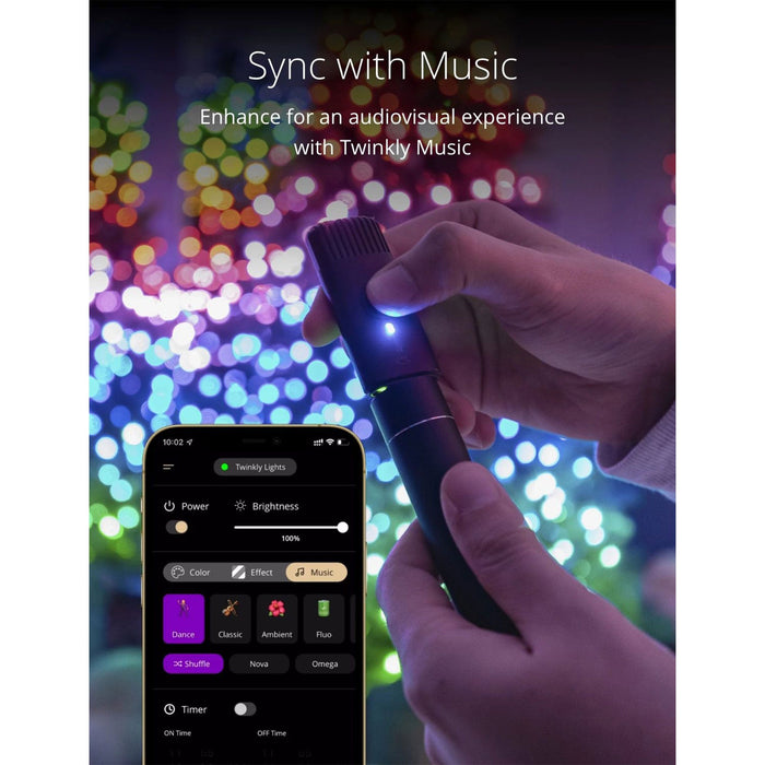 Twinkly Strings App-Controlled Smart LED Christmas Lights 400 Multicolor 105-Ft