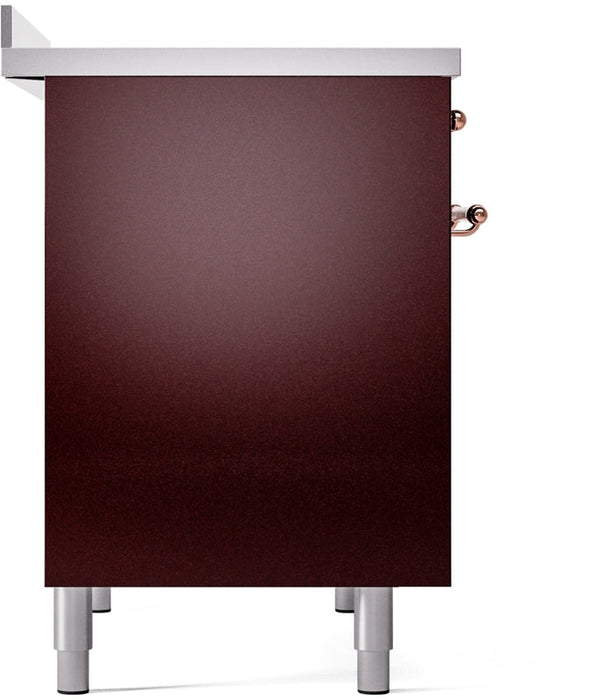 ILVE Nostalgie II 40" Induction Range with Element Stove and Electric Oven in Burgundy with Copper Trim, UPDI406NMPBUP