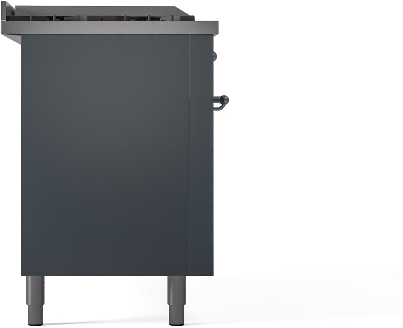 ILVE Nostalgie II 60" Dual Fuel Natural Gas Range in Blue Grey with Chrome Trim, UP60FSNMPBGC