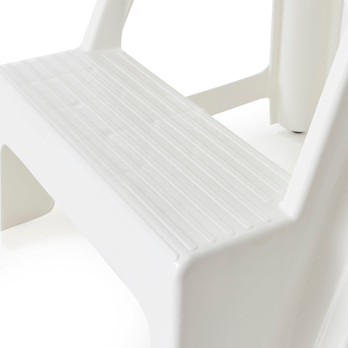 Gracious Living 16-Inch Plastic Two Step Home & Kitchen Stool, White (4 Pack)