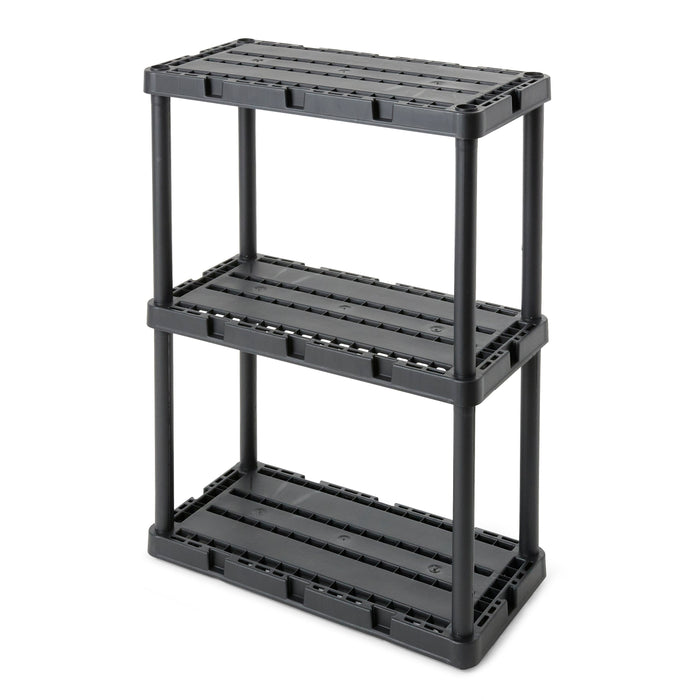 Gracious Living 3 Shelf Knect-A-Shelf Solid Light Duty Storage Unit, Black 2Pack