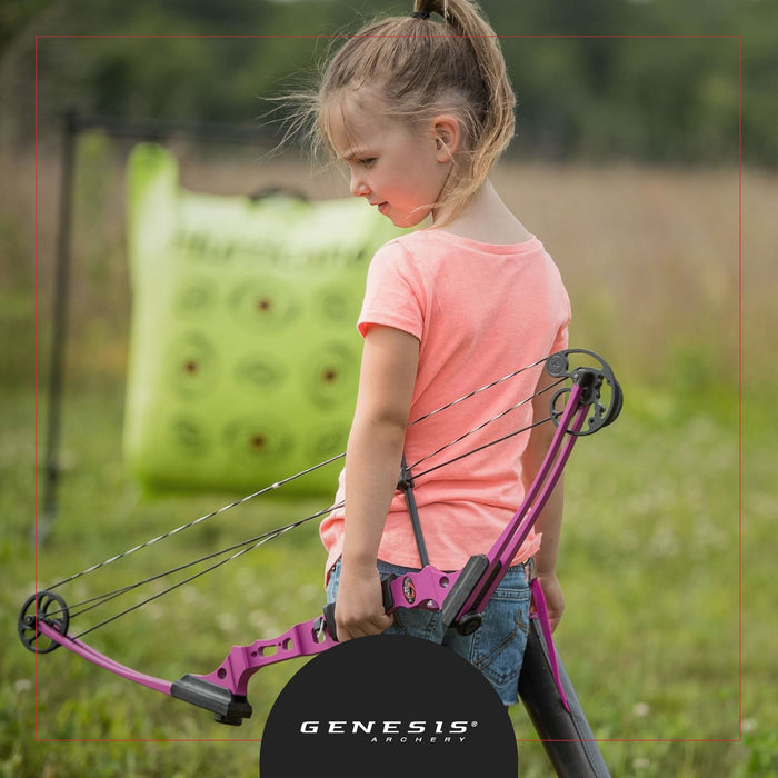 Genesis Mini, Youth Compound Bow & Arrow Kit with Quiver, Draw Hand-Left, Pink