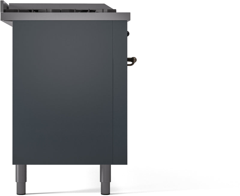 ILVE Nostalgie II 60" Dual Fuel Propane Gas Range in Blue Grey with Bronze Trim, UP60FSNMPBGBLP