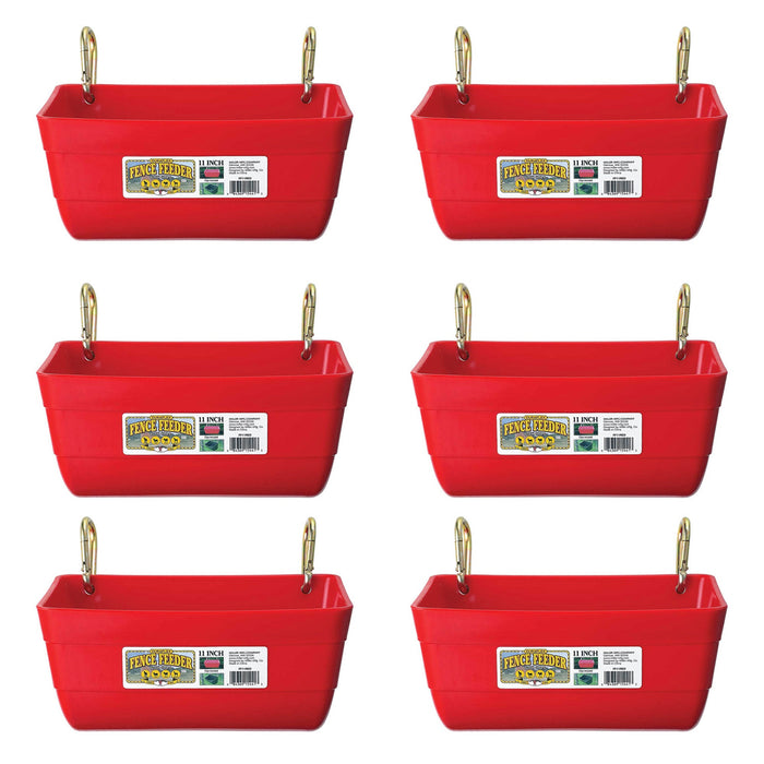 Little Giant 4.5 Quart Heavy Duty Feed Trough Bucket Fence Feeder, Red (6 Pack)