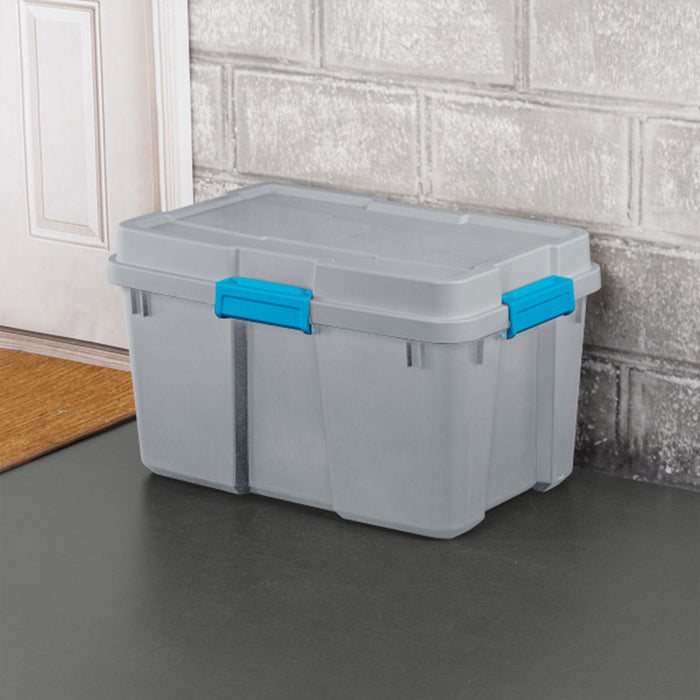 Sterilite 30 Gal Gasket Tote Heavy Duty Stackable Storage Bin with Lid, 3 Pack