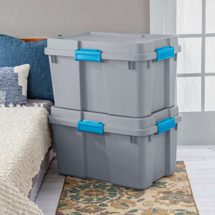 Sterilite 30 Gal Gasket Tote Heavy Duty Stackable Storage Bin with Lid, 3 Pack