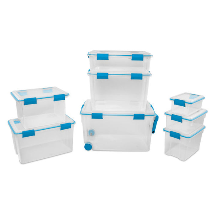 Sterilite 7.5 Quart Gasket Box, Stackable Storage Bin with Latching Lid, 6 Pack