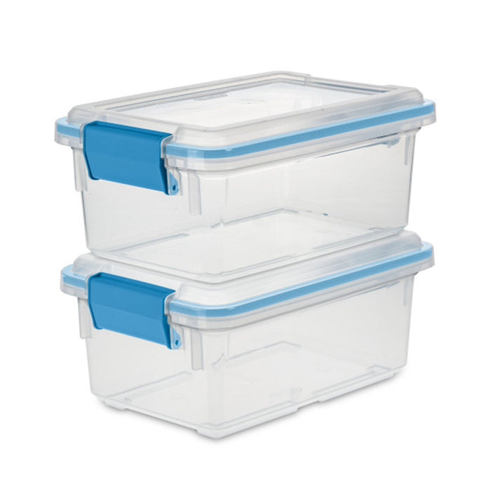 Sterilite 7.5 Quart Gasket Box, Stackable Storage Bin with Latching Lid, 6 Pack