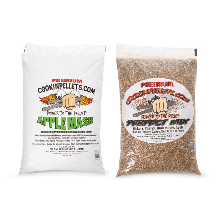 CookinPellets Perfect Mix Wood Pellets and Apple Mash Wood Pellets, 40 Lb Bags