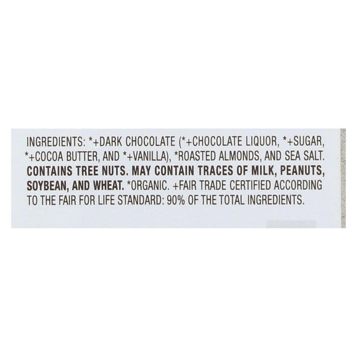 Lake Champlain Chocolates Almonds & Sea Salt 72% Dark Chocolate Bar - 3 Oz. (Case of 12)