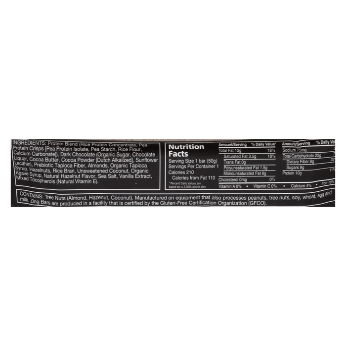 Zing Bars Dark Chocolate Hazelnut Nutrition Bars - 1.76 Oz (Case of 12)