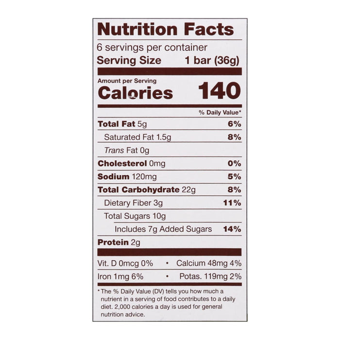 Nature's Bakery Chocolate Oat Baked-In Bars - 6 Individually Wrapped Bars, 1.27 oz. Each