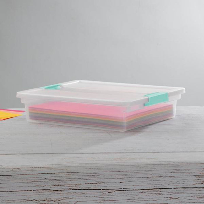 Sterilite Plastic Large Clip Bin Clear, 6 Pack & Mini Clip Storage Box, 6 Pack