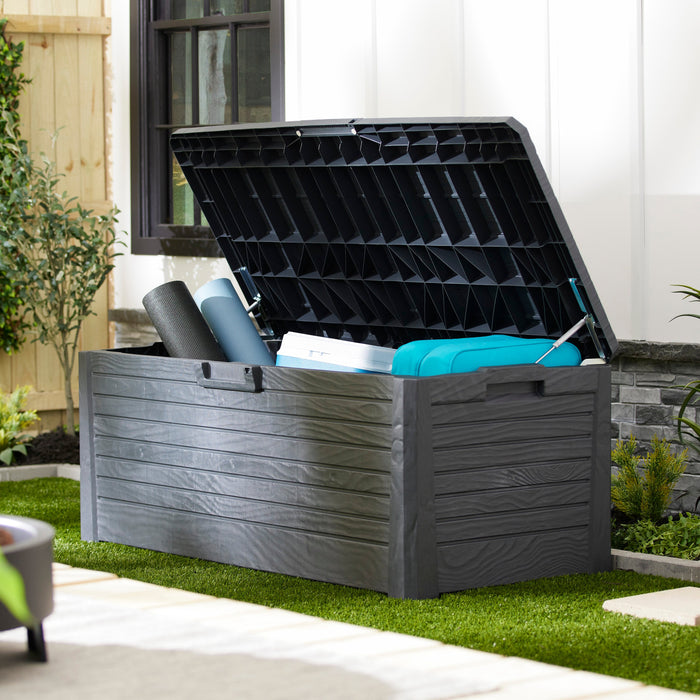 Toomax Florida Deck Patio Storage Box Bin Bench Waterproof, 145Gal (Anthracite)