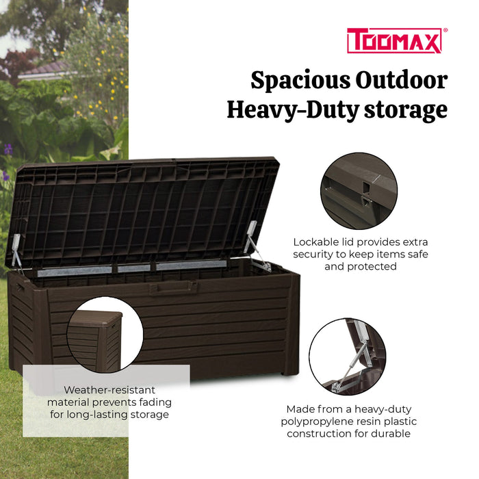 Toomax Florida Heavy Duty 145 Gallon Novel Resin Outdoor Storage Deck Box, Brown