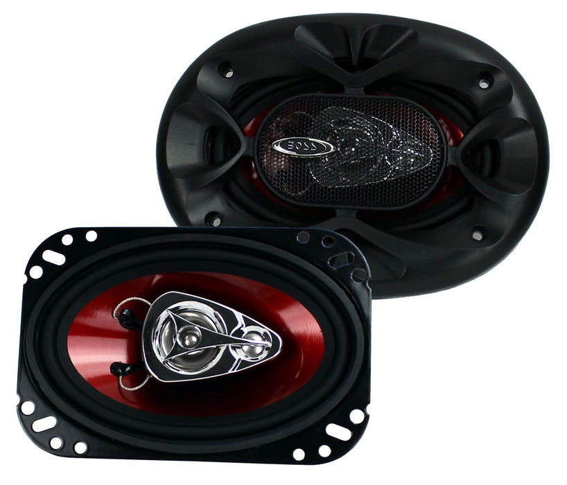 2 BOSS CH4630 4"x 6" 250W 3-Way Car Audio Coaxial Speakers Stereo Red 4 Ohm