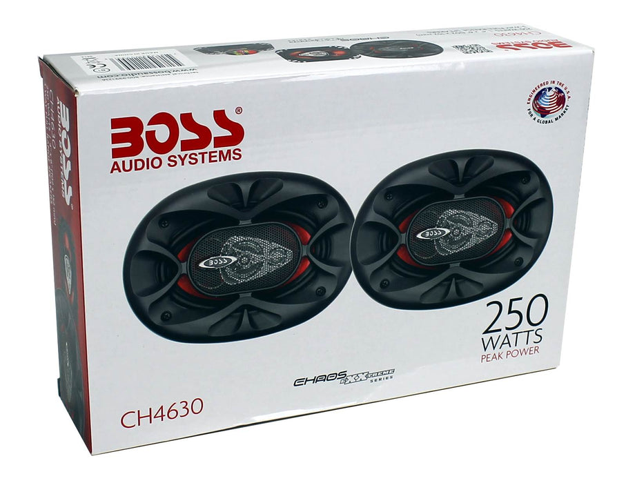 2 BOSS CH4630 4"x 6" 250W 3-Way Car Audio Coaxial Speakers Stereo Red 4 Ohm