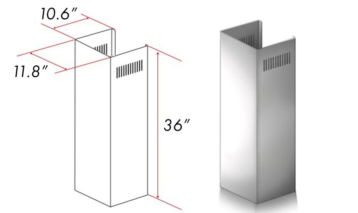 ZLINE 1-36 in. Chimney Extension for 9 ft. to 10 ft. Ceilings (1PCEXT-587/597)