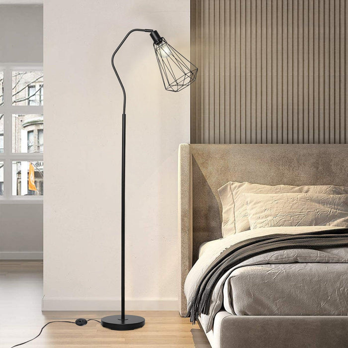 Minimalist Standing Floor Lamps with Adjustable Head Foot Switch Metal Tall Stand Up Reading Lamp, Black