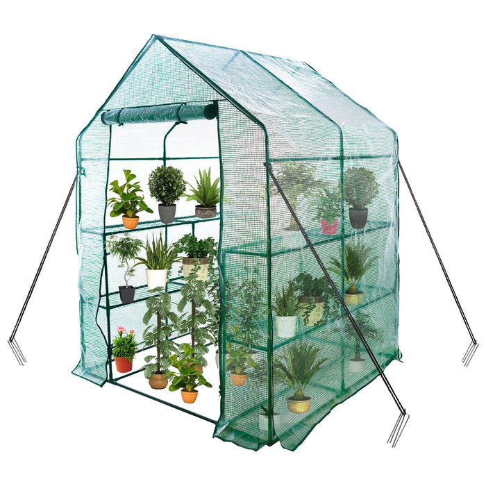 3 Tiers 8 Shelves Walk-in Greenhouse Mini Portable Outdoor Planter House