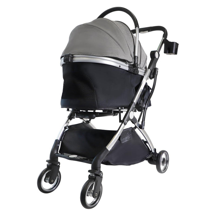 3 in 1 Travel Dog Stroller Pet Carrier with Detachable Carrier & Adjustable Handle, Gray