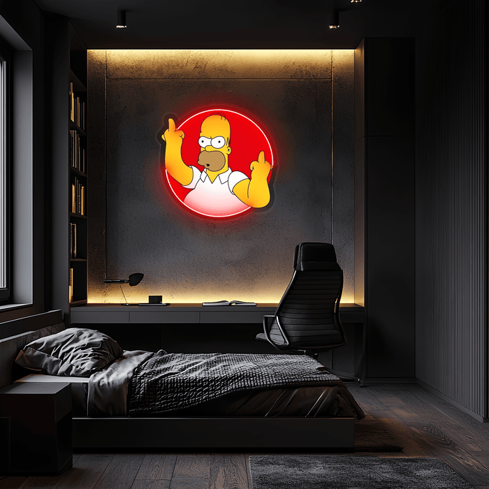 Homer Simpson Neon Sign, Simpson Neon Decor, Uv Print Neon Sign, Home Decor, Office Decor, Gamer Gifts, Housawarming Gifts, Neon Wall Art