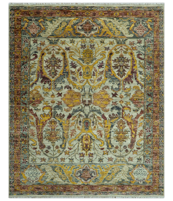 Custom Made Transitional Silver, Gold and Gray Hand Knotted Wool Rug